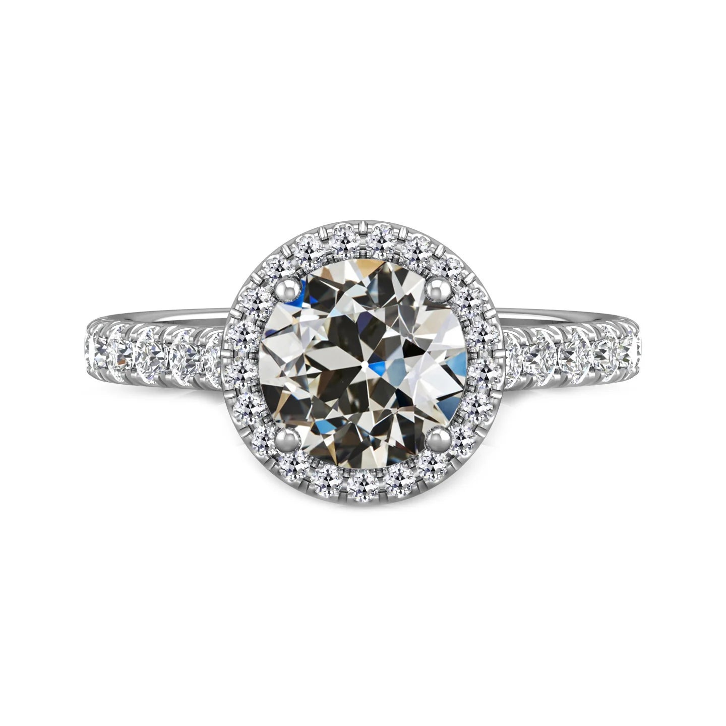 Bague de mariage Halo pour femme sertie de griffes de Réel diamants taille ancienne mine 4.50 carats