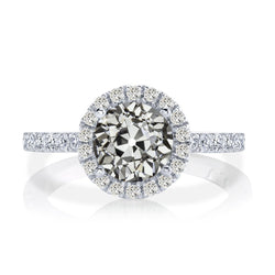 Bague de mariage Halo pour femme. Véritable diamant rond taille ancienne mine 5.50 carats
