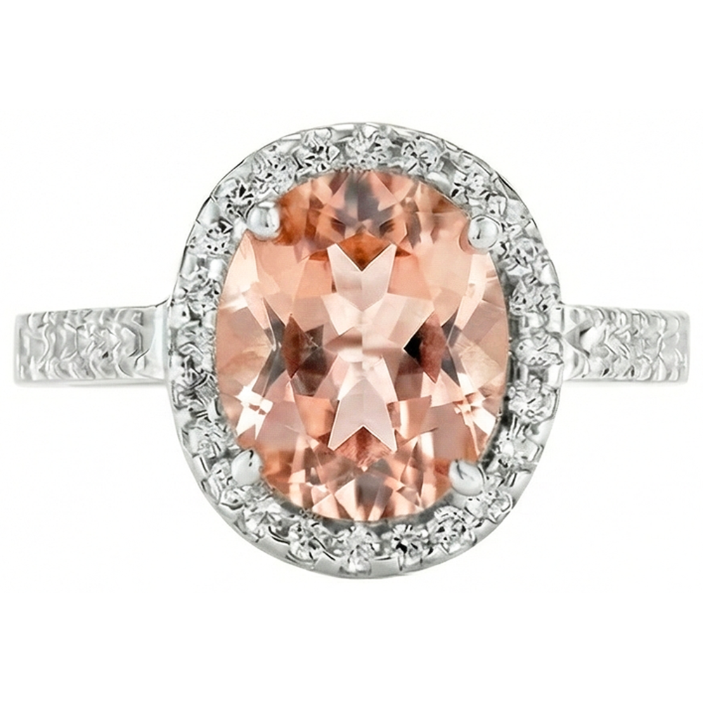naturel oval morganite 13carats bague angle de côté