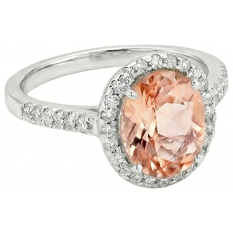 naturel oval morganite 13carats bague détail rapproché