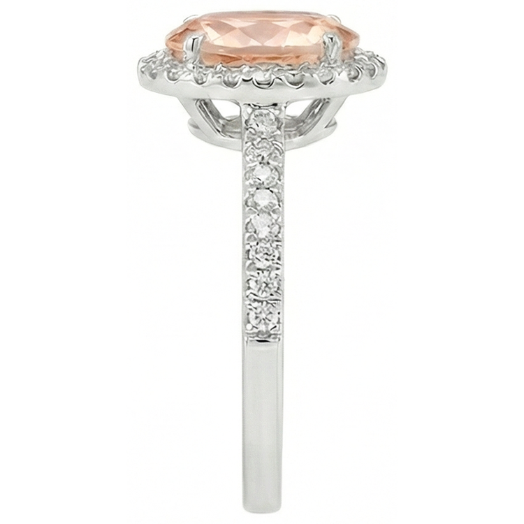 naturel oval morganite 13carats bague vue de profil