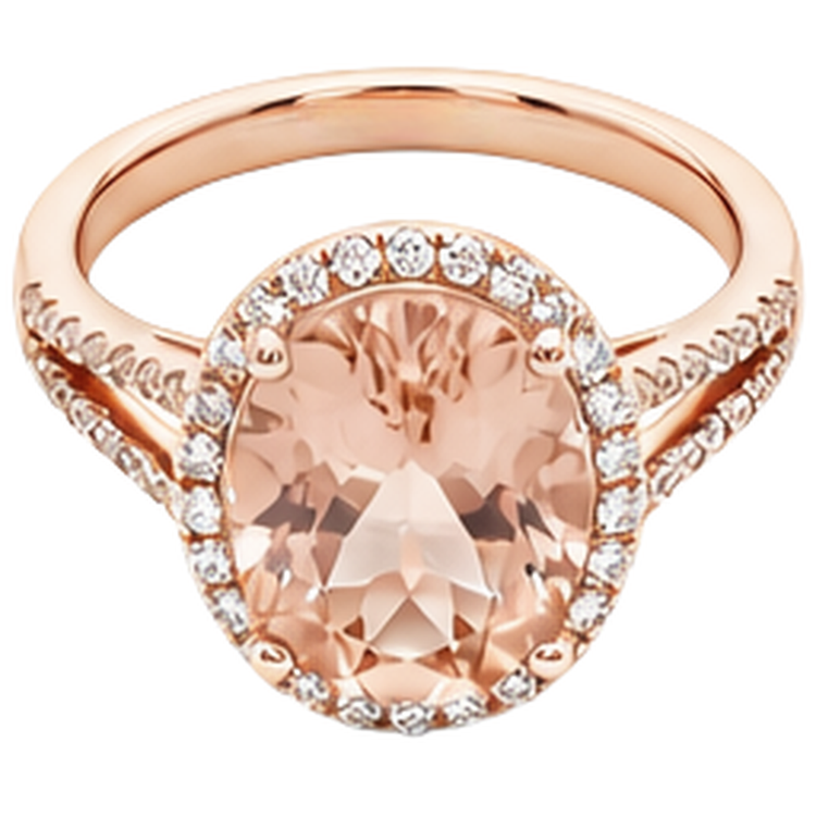 Bague de mariage Morganite ovale de 33.75 ct avec diamants