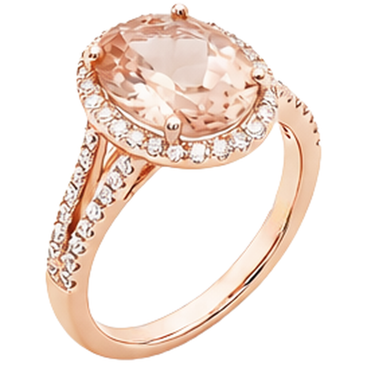 Bague de mariage Morganite ovale de 33.75 ct avec diamants