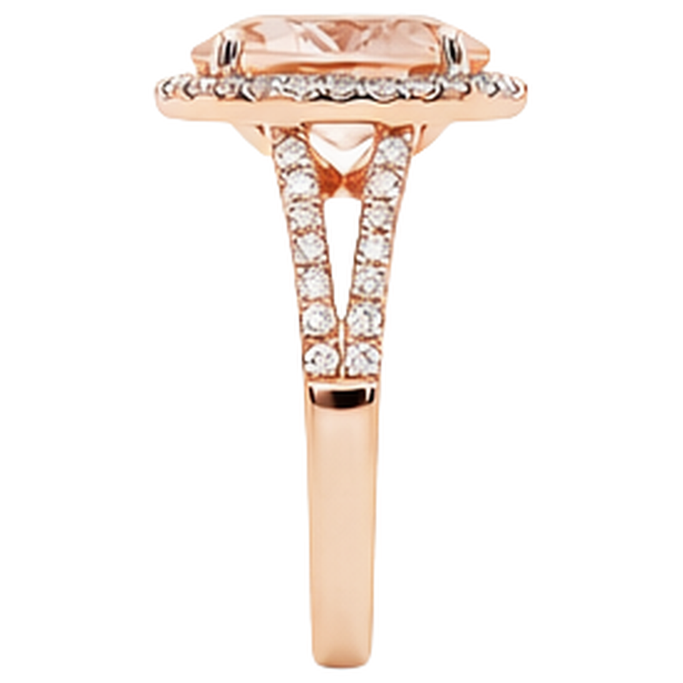 Bague de mariage Morganite ovale de 33.75 ct avec diamants