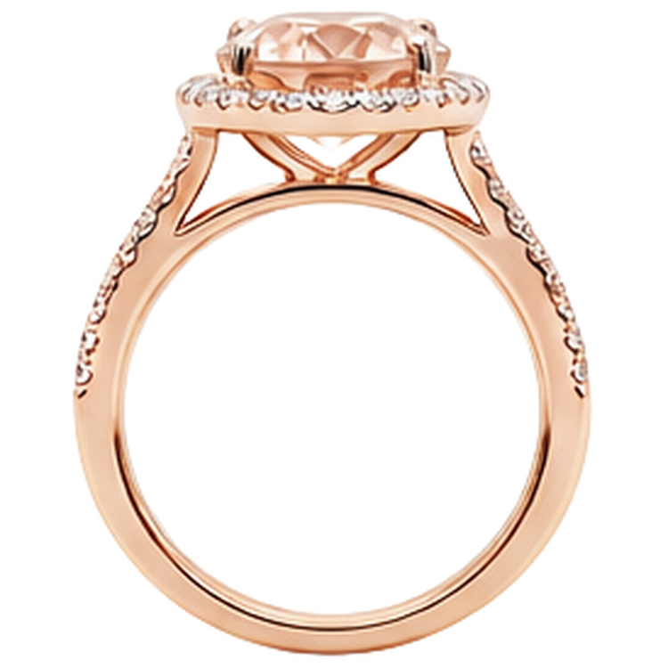 Bague de mariage Morganite ovale de 33.75 ct avec diamants