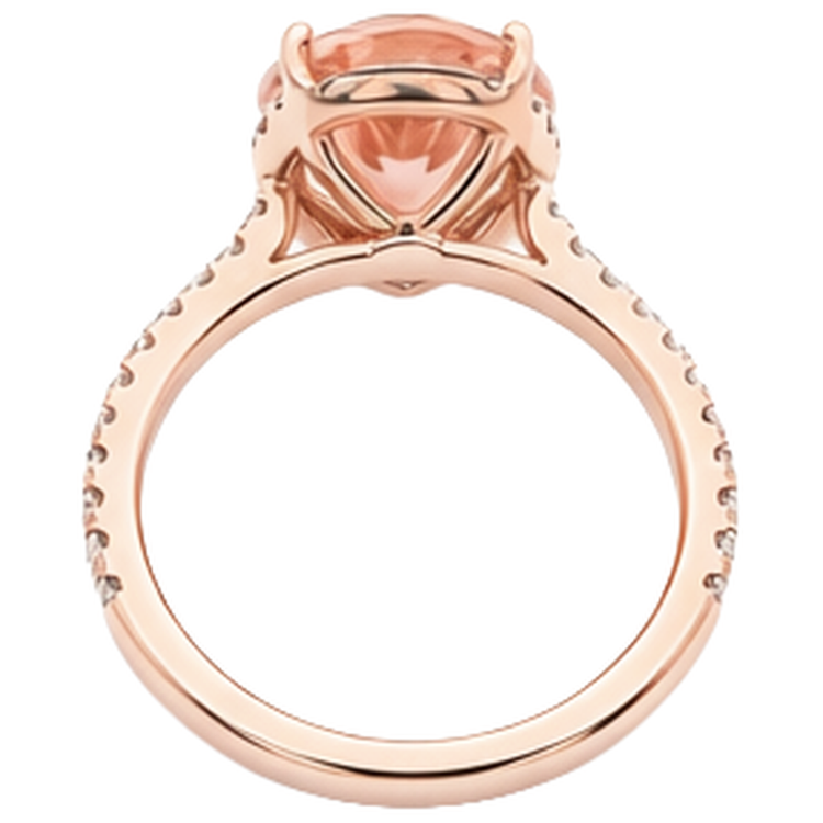 Bague de mariage Morganite taille poire et diamants 9.25 ct en or rose 14K