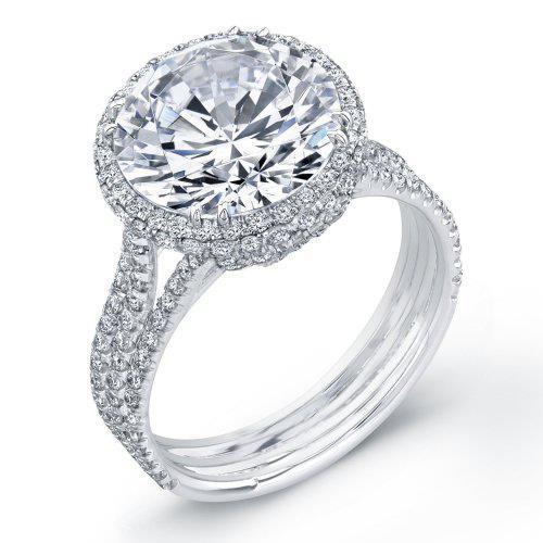 Bague de mariage Naturel diamant rond 4.25 carats Halo