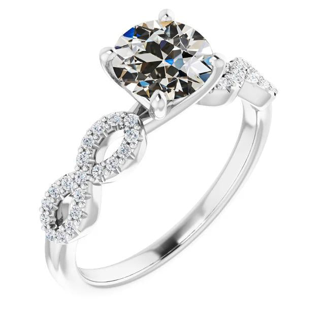 Bague de mariage Naturel diamant rond taille ancienne Pave Infinity Style 4.50 Carats