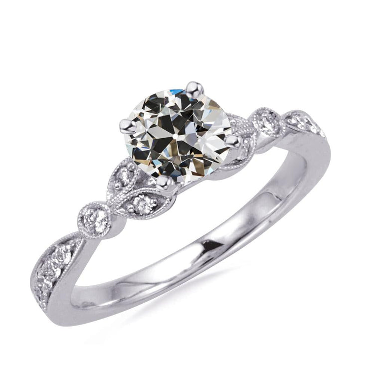 Bague de mariage Naturel diamant rond taille vieille mine pour femme 3.50 carats millegrain