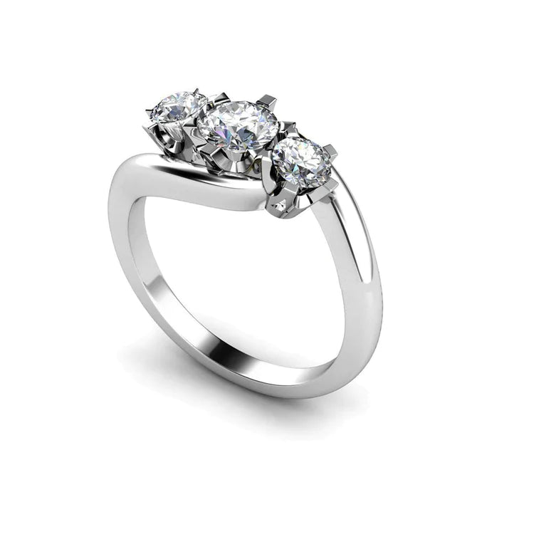 Bague de mariage Naturel diamants 1.60 ct Coupe Ronde sertie trois pierres