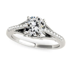 Bague de mariage Réel diamant rond ancien mineur en or tige fendue 2.75 carats