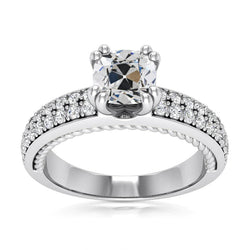 Bague de mariage Réel diamant rond ancien mineur pavé de bijoux 8 carats
