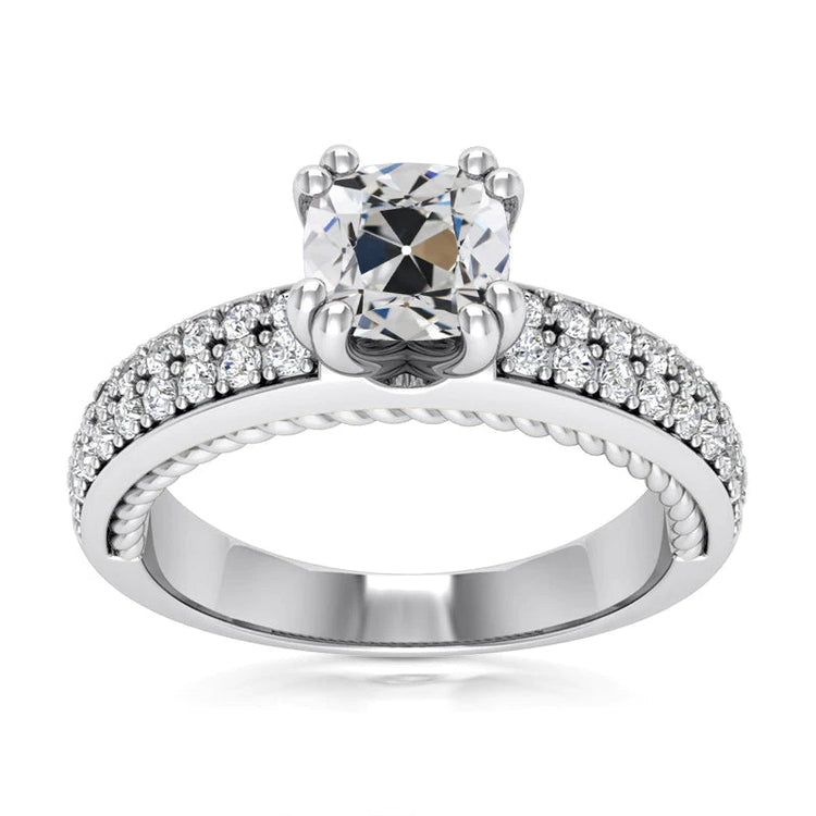 Bague de mariage Réel diamant rond ancien mineur pavé de bijoux 8 carats