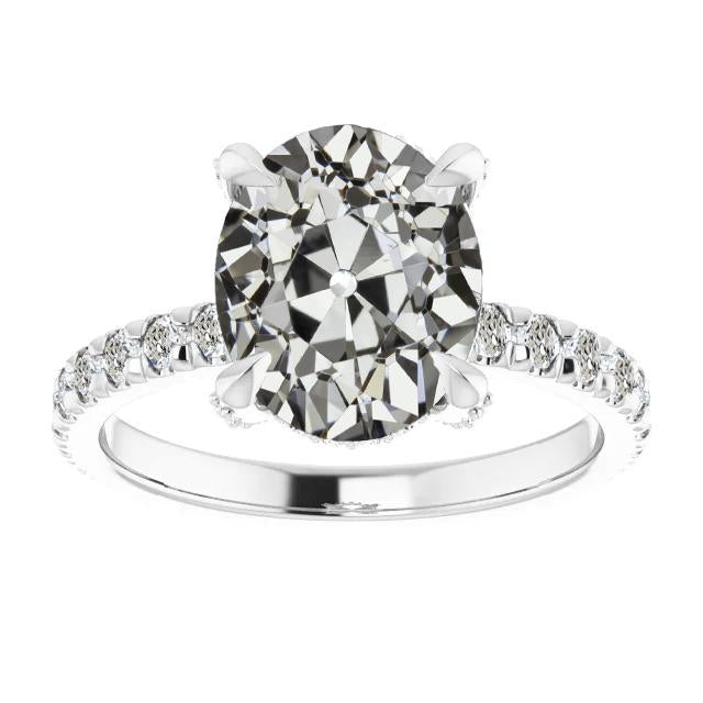 Bague de mariage Réel diamant rond et ovale taille ancienne mine 7.50 carats bijoux
