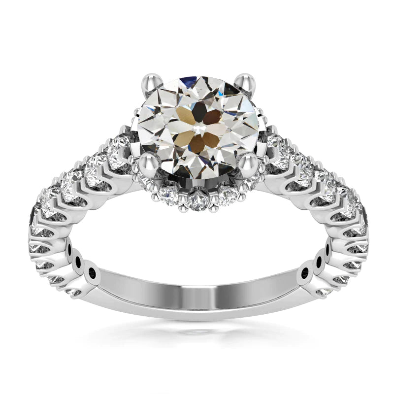 Bague de mariage Réel diamant rond taille ancienne en or bijoux pour femme 8.50 carats