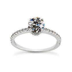 Bague de mariage Réel diamant rond taille vieille mine pour femme 2.75 carats en or 14 carats