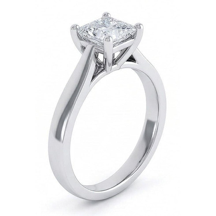 Bague de mariage Réel diamant solitaire taille radiante 1.10 carat or blanc 14K