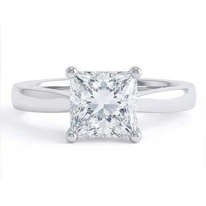 Bague de mariage Réel diamant solitaire taille radiante 1.10 carat or blanc 14K