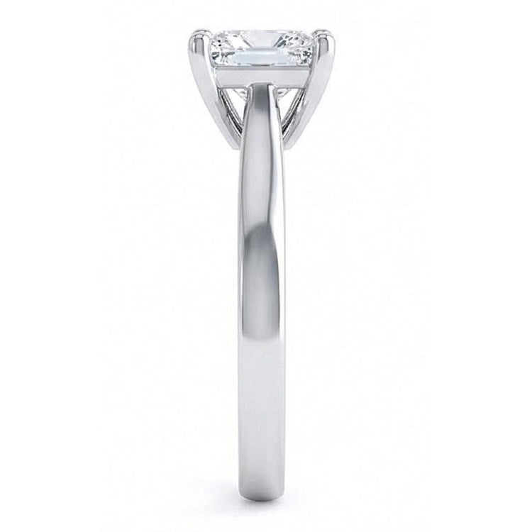 Bague de mariage Réel diamant solitaire taille radiante 1.10 carat or blanc 14K