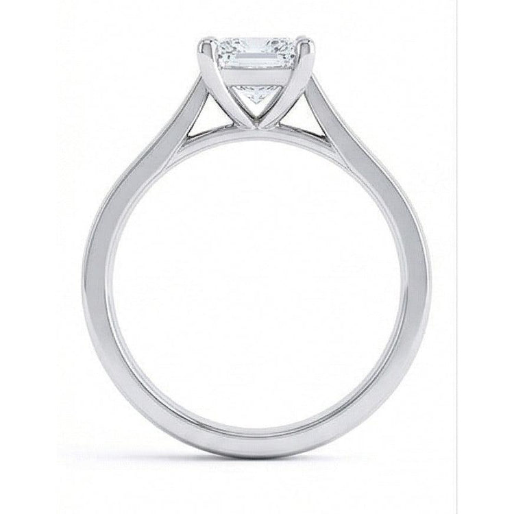 Bague de mariage Réel diamant solitaire taille radiante 1.10 carat or blanc 14K