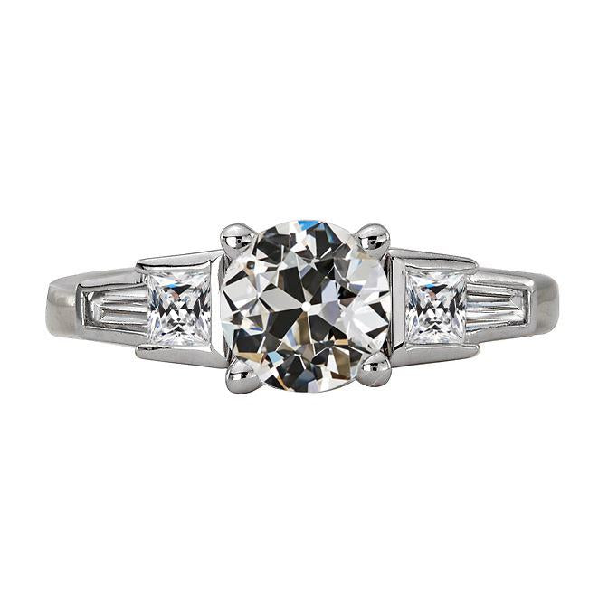 Bague de mariage Réel diamant taille ancienne mine 5 pierres serti griffes 5 carats