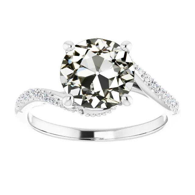 Bague de mariage Réel diamant taille ancienne ronde Tension Style 5.25 Carats
