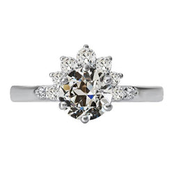 Bague de mariage Réel diamant taille ancienne ronde sertie de griffes style couronne 5 carats