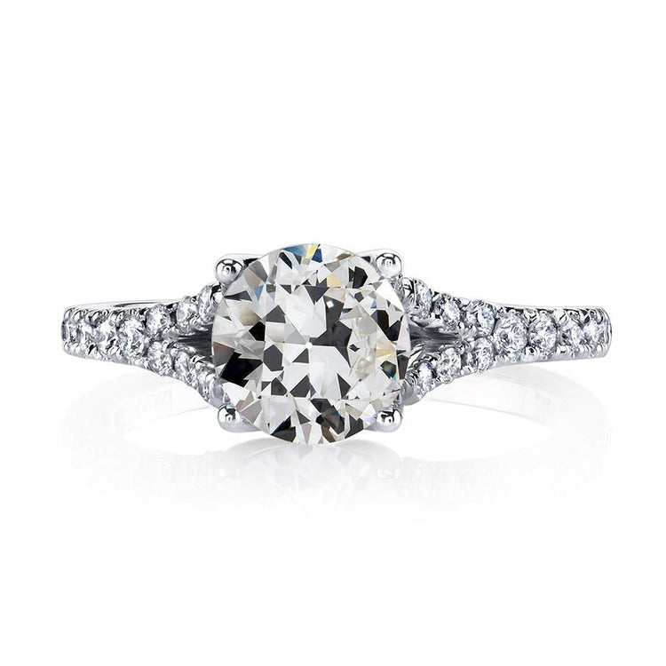 Bague de mariage Véritable diamant rond ancien mineur tige fendue 5 carats or 14K