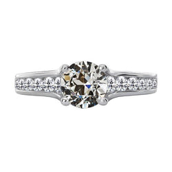 Bague de mariage Véritable diamant rond taille ancienne serti chaîne en or 4.50 carats
