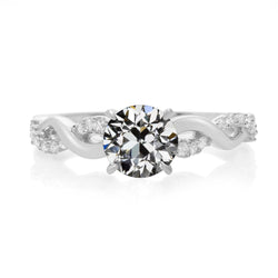 Bague de mariage Véritable diamant rond taille ancienne tige torsadée 3.50 carats