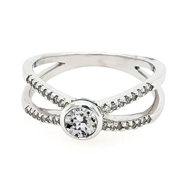 Bague de mariage Véritable diamant taille ancienne ronde lunette fendue tige 2.50 carats