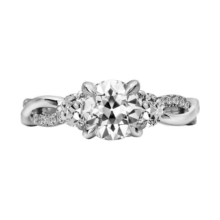 Bague de mariage Véritable diamant taille ancienne ronde style infini tige 5 carats