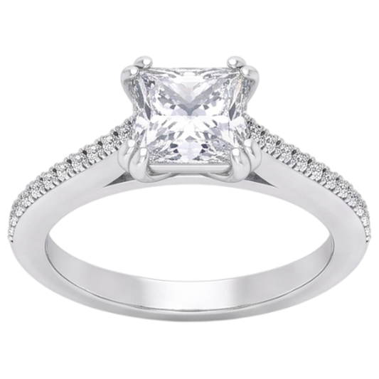 Bague de mariage à Réel diamants de taille ancienne ancienne taille carrée sertie de deux griffes 5 carats