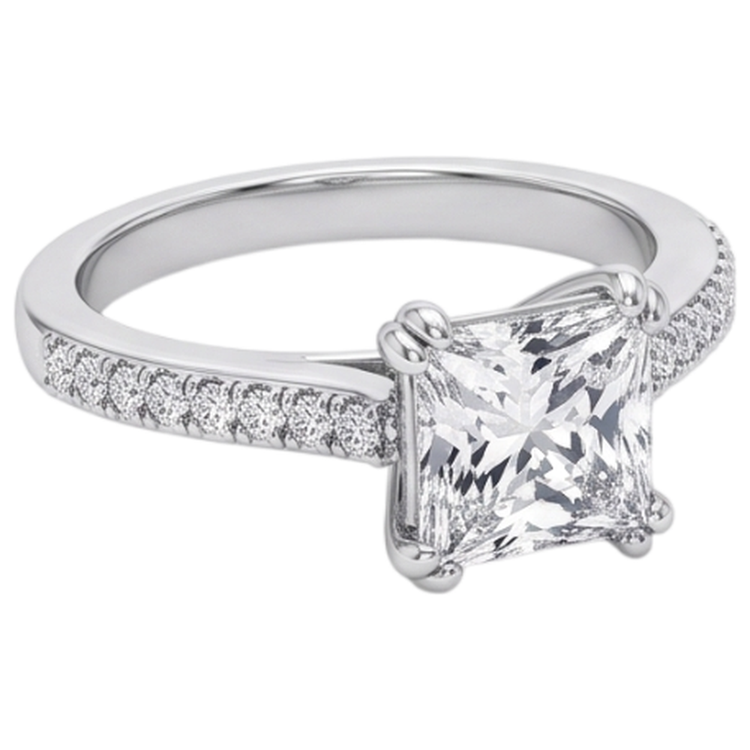 Bague de mariage à Réel diamants de taille ancienne ancienne taille carrée sertie de deux griffes 5 carats
