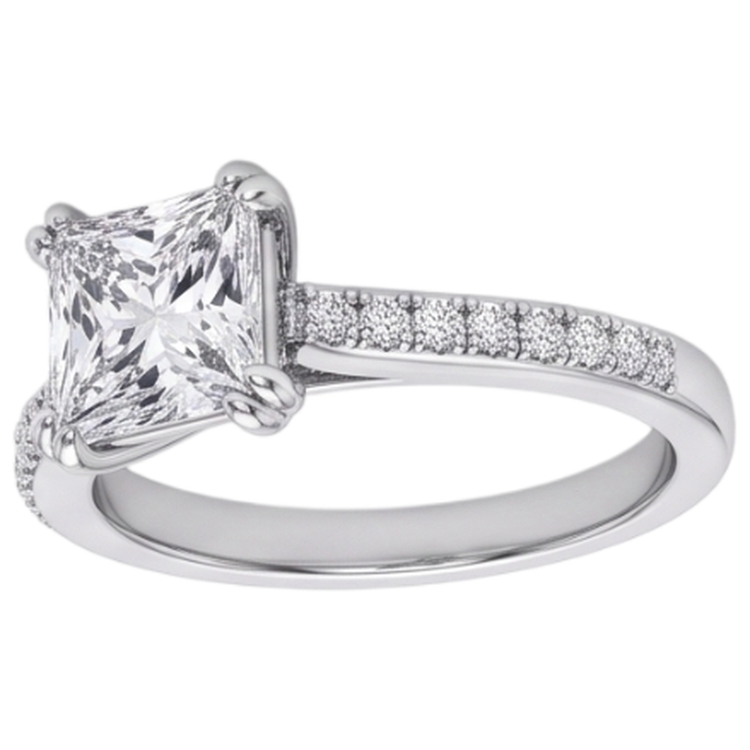 Bague de mariage à Réel diamants de taille ancienne ancienne taille carrée sertie de deux griffes 5 carats