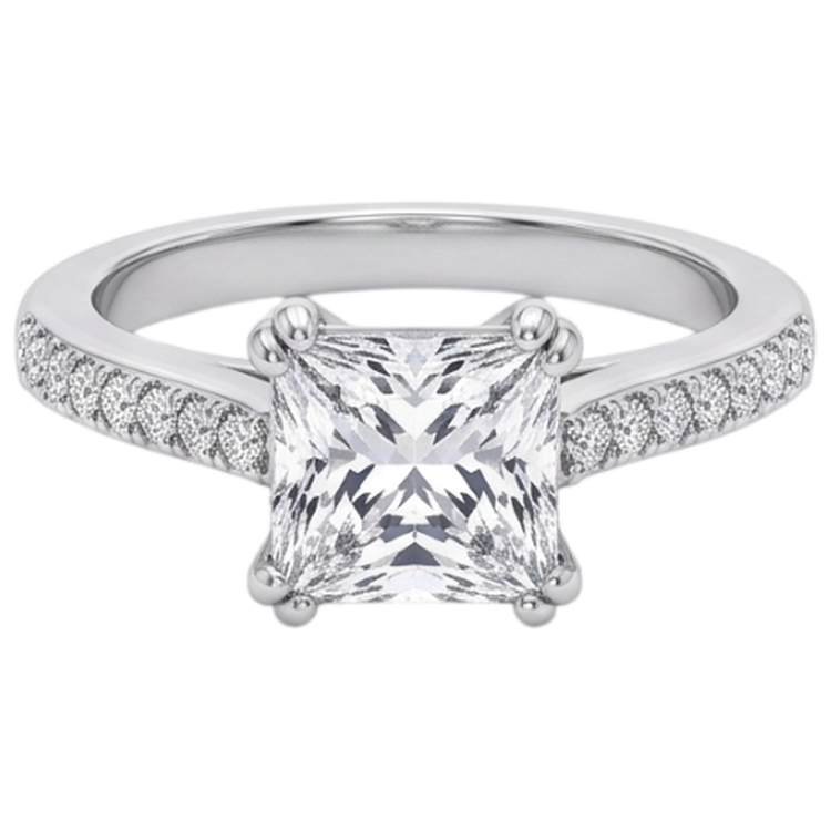 Bague de mariage à Réel diamants de taille ancienne ancienne taille carrée sertie de deux griffes 5 carats