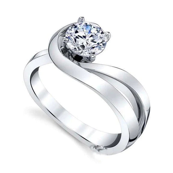 Bague de mariage à tige fendue avec Naturel diamants ronds solitaires de 1.75 ct en or blanc