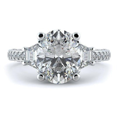 Bague de mariage à trois pierres Réel diamant taille ovale 5 carats or blanc 14K