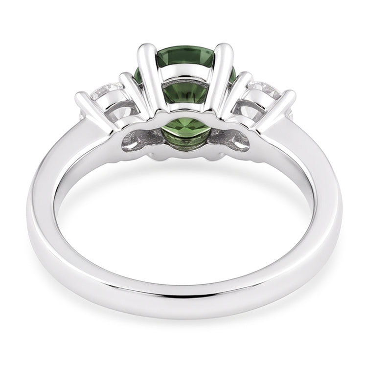 Bague de mariage à trois pierres avec diamants saphir vert 2 ct en or blanc 14k