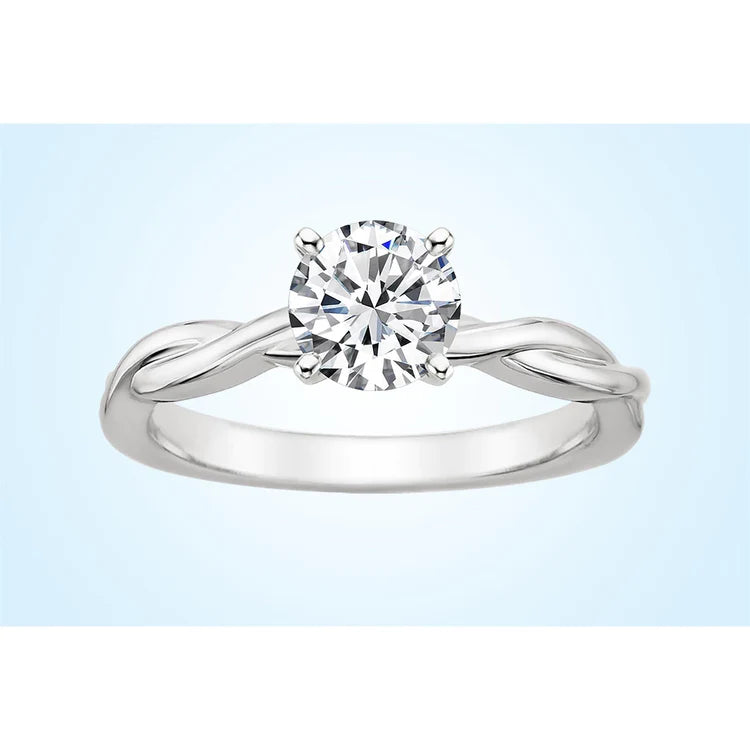 Bague de mariage avec Réel diamants ronds solitaires de 1 carat en or blanc 14K