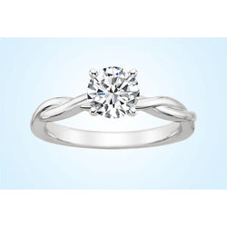 Bague de mariage avec Réel diamants ronds solitaires de 1 carat en or blanc 14K