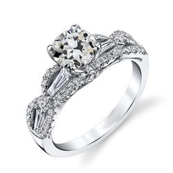 Bague de mariage conique avec Naturel diamants taille baguette et vieille mine 7 carats