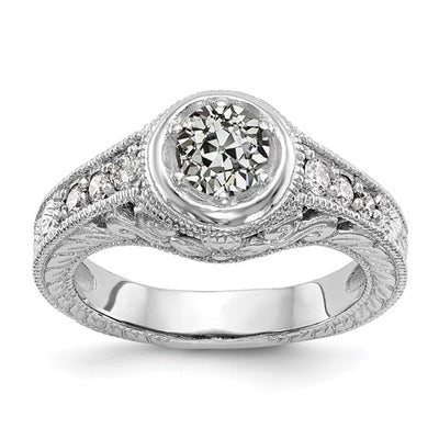 Bague de mariage de style antique avec Réel diamants ronds de 2.35 carats en or blanc