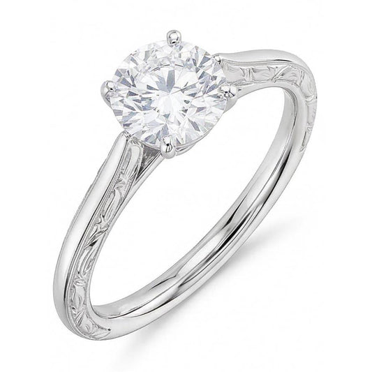 Bague de mariage de style antique avec diamant solitaire Coupe Ronde 3 ct