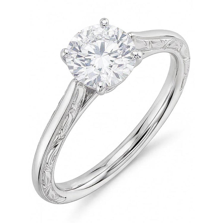 Bague de mariage de style antique avec diamant solitaire Coupe Ronde 3 ct