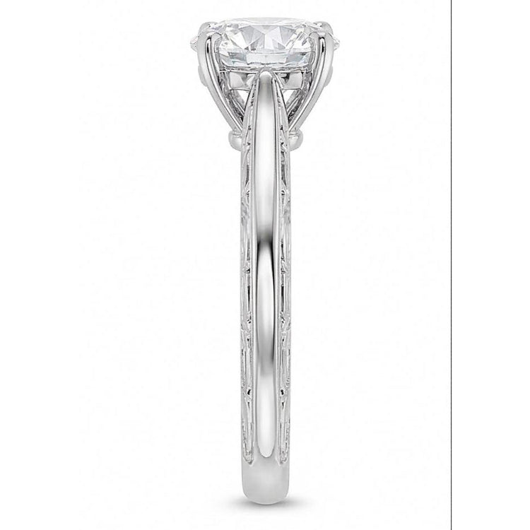 Bague de mariage de style antique avec diamant solitaire Coupe Ronde 3 ct