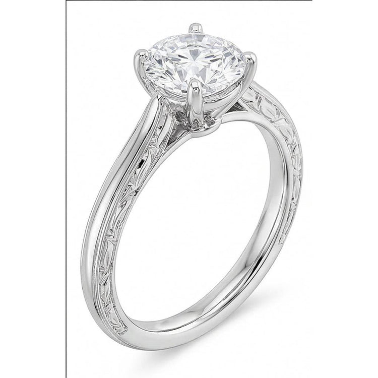 Bague de mariage de style antique avec diamant solitaire Coupe Ronde 3 ct