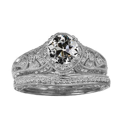 Bague de mariage de style antique sertie de Naturel diamants de mineurs anciens ronds 4 carats