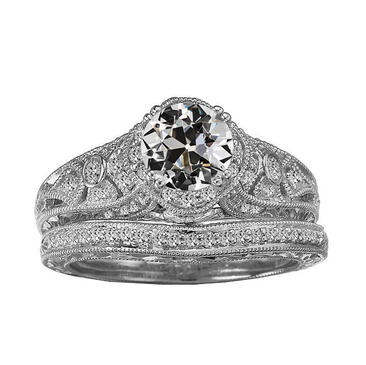 Bague de mariage de style antique sertie de Naturel diamants de mineurs anciens ronds 4 carats