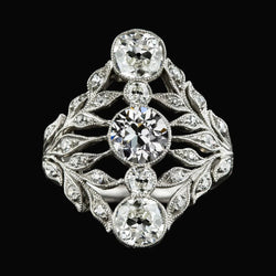 Bague de mariage de style vintage ancienne mine Cut Réel Diamond Leaf Style 3 Carats